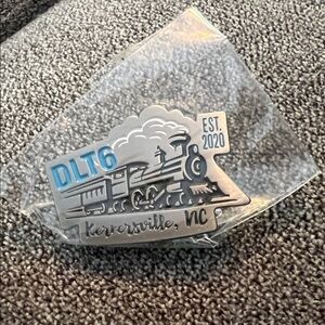 DLT6 Amazon Kernersville NC Train Enamel Pin - Silver & Blue